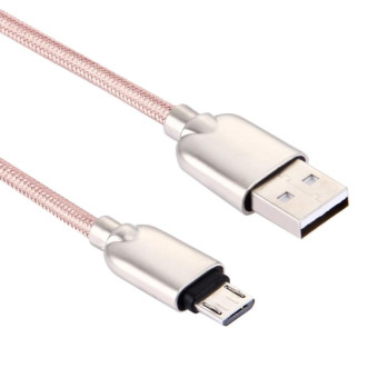 1M Woven Style Metal Head 108 Copper Cores Micro USB to USB Data Sync Charging Cable, For Samsung, HTC, Sony, Huawei, Xiaomi, Meizu and other Android Devices with Micro USB Port(Pink)