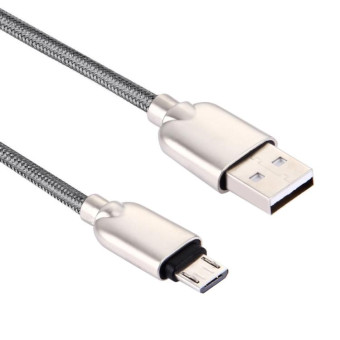 1M Woven Style Metal Head 108 Copper Cores Micro USB to USB Data Sync Charging Cable, For Samsung, HTC, Sony, Huawei, Xiaomi, Meizu and other Android Devices with Micro USB Port(Grey)