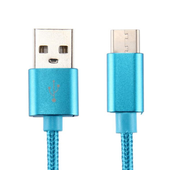 Knit Texture USB to USB-C / Type-C Data Sync Charging Cable, Cable Length: 2m, 3A Output(Blue)