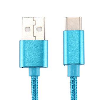 Knit Texture USB to USB-C / Type-C Data Sync Charging Cable, Cable Length: 2m, 3A Output(Blue)