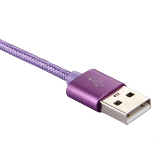 Knit Texture USB to USB-C / Type-C Data Sync Charging Cable, Cable Length: 2m, 3A Output(Purple)