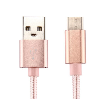 Knit Texture USB to USB-C / Type-C Data Sync Charging Cable, Cable Length: 2m, 3A Output(Rose Gold)