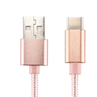 Knit Texture USB to USB-C / Type-C Data Sync Charging Cable, Cable Length: 2m, 3A Output(Rose Gold)