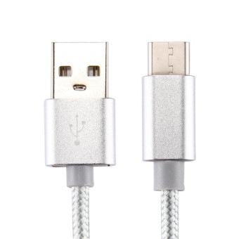 Knit Texture USB to USB-C / Type-C Data Sync Charging Cable, Cable Length: 2m, 3A Output(Silver)