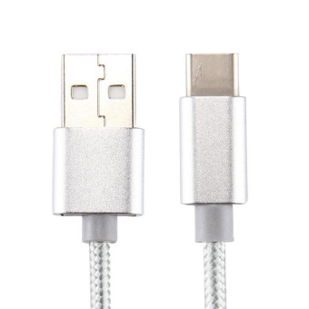Knit Texture USB to USB-C / Type-C Data Sync Charging Cable, Cable Length: 2m, 3A Output(Silver)