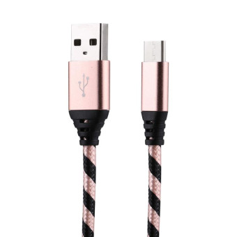 1m USB to USB-C / Type-C Nylon Weave Style Data Sync Charging Cable(Rose Gold)