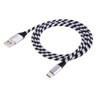 1m USB to USB-C / Type-C Nylon Weave Style Data Sync Charging Cable(Silver)