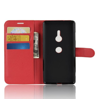 Litchi Texture Horizontal Flip Leather Case with Wallet & Holder & Card Slots For Sony Xperia XZ3(Red)