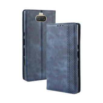 Magnetic Buckle Retro Texture Horizontal Flip Leather Case for Sony Xperia 10 Plus, with Holder & Card Slots & Wallet (Blue)