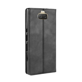 Magnetic Buckle Retro Texture Horizontal Flip Leather Case for Sony Xperia 10, with Holder & Card Slots & Wallet (Black)