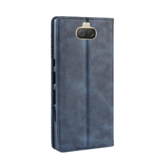 Magnetic Buckle Retro Texture Horizontal Flip Leather Case for Sony Xperia 10, with Holder & Card Slots & Wallet (Blue)