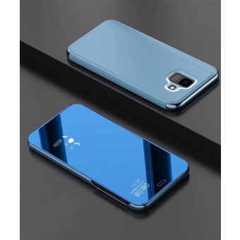 Electroplating Mirror Horizontal Flip Leather Case for Xiaomi Pocophone F1, with Holder(Sky blue)