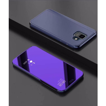 Electroplating Mirror Horizontal Flip Leather Case for Xiaomi Pocophone F1, with Holder(Purple blue)