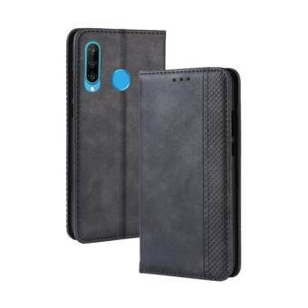 Magnetic Buckle Retro Crazy Horse Texture Horizontal Flip Leather Case for Huawei Honor 10i / 20i  , with Holder & Card Slots & Photo Frame(Black)