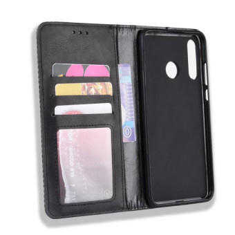 Magnetic Buckle Retro Crazy Horse Texture Horizontal Flip Leather Case for Huawei Honor 10i / 20i  , with Holder & Card Slots & Photo Frame(Black)