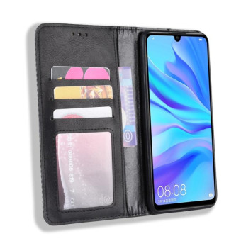 Magnetic Buckle Retro Crazy Horse Texture Horizontal Flip Leather Case for Huawei Honor 10i / 20i  , with Holder & Card Slots & Photo Frame(Black)