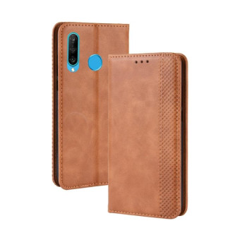 Magnetic Buckle Retro Crazy Horse Texture Horizontal Flip Leather Case for Huawei Honor 10i / 20i  , with Holder & Card Slots & Photo Frame(Brown)