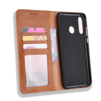 Magnetic Buckle Retro Crazy Horse Texture Horizontal Flip Leather Case for Huawei Honor 10i / 20i  , with Holder & Card Slots & Photo Frame(Brown)