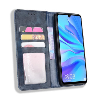Magnetic Buckle Retro Crazy Horse Texture Horizontal Flip Leather Case for Huawei Honor 10i / 20i  , with Holder & Card Slots & Photo Frame(Blue)