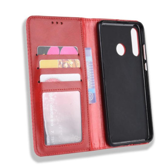Magnetic Buckle Retro Crazy Horse Texture Horizontal Flip Leather Case for Huawei Honor 10i / 20i  , with Holder & Card Slots & Photo Frame(Red)