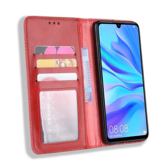 Magnetic Buckle Retro Crazy Horse Texture Horizontal Flip Leather Case for Huawei Honor 10i / 20i  , with Holder & Card Slots & Photo Frame(Red)