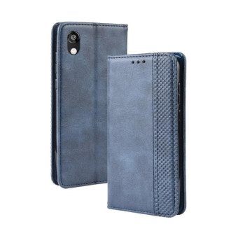 Magnetic Buckle Retro Crazy Horse Texture Horizontal Flip Leather Case for Huawei Honor 8S, with Holder & Card Slots & Photo Frame(Blue)