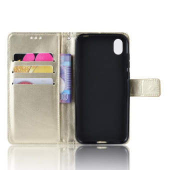 Retro Crazy Horse Texture Horizontal Flip Leather Case for Huawei Honor 8S, with Holder & Card Slots & Photo Frame(Gold)
