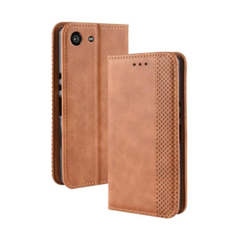 Magnetic Buckle Retro Crazy Horse Texture Horizontal Flip Leather Case for Sony Xperia ACE SO-02L, with Holder & Card Slots & Photo Frame(Brown)