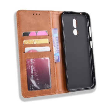 Magnetic Buckle Retro Crazy Horse Texture Horizontal Flip Leather Case for Nokia 3.2, with Holder & Card Slots & Photo Frame(Brown)