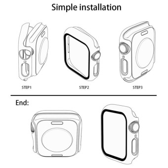 For Apple Watch Series 6 & SE & 5 & 4 44mm Glitter Powder PC + Tempered Glass Screen Film Integrated Case(Purple)