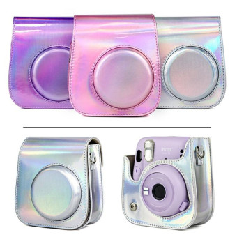 Richwell Portable Aurora  PU Leather Camera Case Camera Bag with Shoulder Strap, Suitable for Fujifilm Instax Mini 11(Rose Pink)