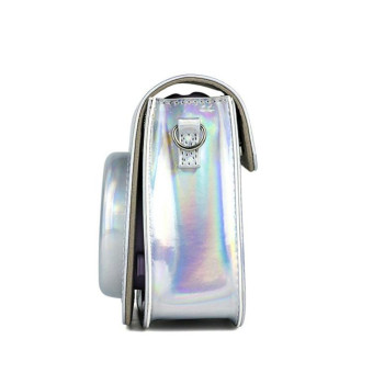 Richwell Portable Aurora  PU Leather Camera Case Camera Bag with Shoulder Strap, Suitable for Fujifilm Instax Mini 11(Silver)