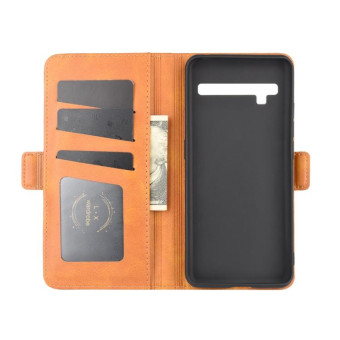 For TCL 10 Pro Dual-side Magnetic Buckle Horizontal Flip Leather Case with Holder & Card Slots & Wallet(Yellow)