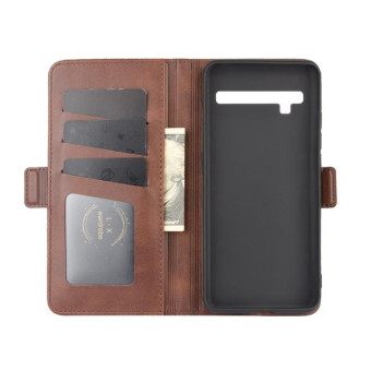 For TCL 10 Pro Dual-side Magnetic Buckle Horizontal Flip Leather Case with Holder & Card Slots & Wallet(Brown)