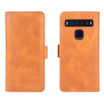 For TCL 10L Dual-side Magnetic Buckle Horizontal Flip Leather Case with Holder & Card Slots & Wallet(Yellow)