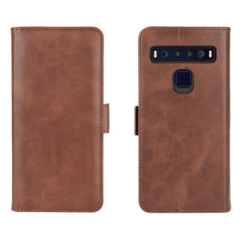 For TCL 10L Dual-side Magnetic Buckle Horizontal Flip Leather Case with Holder & Card Slots & Wallet(Brown)