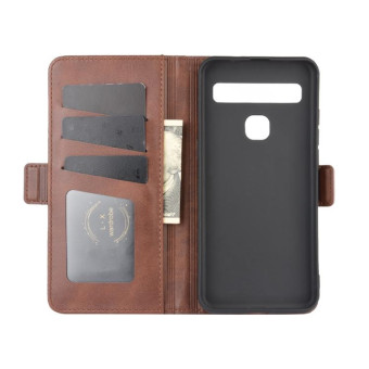 For TCL 10L Dual-side Magnetic Buckle Horizontal Flip Leather Case with Holder & Card Slots & Wallet(Brown)