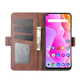 For TCL 10L Dual-side Magnetic Buckle Horizontal Flip Leather Case with Holder & Card Slots & Wallet(Brown)