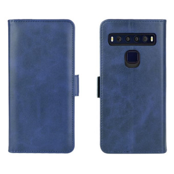 For TCL 10L Dual-side Magnetic Buckle Horizontal Flip Leather Case with Holder & Card Slots & Wallet(Dark Blue)