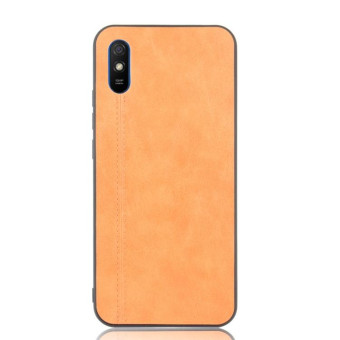 For Xiaomi Redmi 9A Shockproof Sewing Cow Pattern Skin PC + PU + TPU Case(Orange)