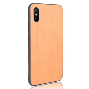For Xiaomi Redmi 9A Shockproof Sewing Cow Pattern Skin PC + PU + TPU Case(Orange)