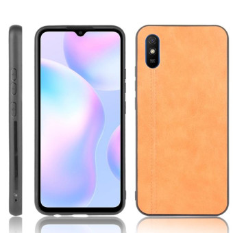 For Xiaomi Redmi 9A Shockproof Sewing Cow Pattern Skin PC + PU + TPU Case(Orange)