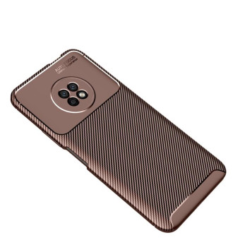For Huawei Enjoy 20 Pro Carbon Fiber Texture Shockproof TPU Case(Brown)