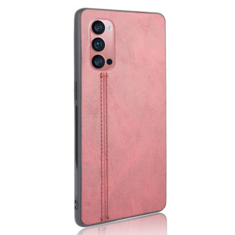 For Oppo Reno4 Pro Shockproof Sewing Cow Pattern Skin PC + PU + TPU Case(Red)