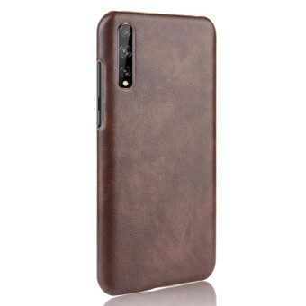 For Huawei P Smart S Shockproof Litchi Texture PC + PU Case(Brown)