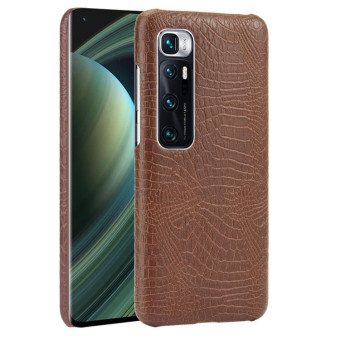 For Xiaomi Mi 10 Ultra Shockproof Crocodile Texture PC + PU Case(Brown)