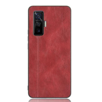 For Vivo iQOO 5 Pro 5G Shockproof Sewing Cow Pattern Skin PC + PU + TPU Case(Red)