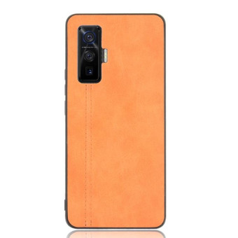 For Vivo iQOO 5 Pro 5G Shockproof Sewing Cow Pattern Skin PC + PU + TPU Case(Orange)
