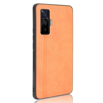 For Vivo iQOO 5 Pro 5G Shockproof Sewing Cow Pattern Skin PC + PU + TPU Case(Orange)