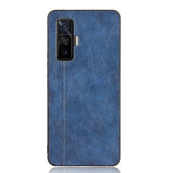 For Vivo iQOO 5 Pro 5G Shockproof Sewing Cow Pattern Skin PC + PU + TPU Case(Blue)